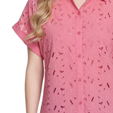 NY Collection Short Sleeve Eyelet Blouse