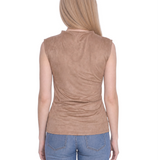 NY Collection Petite Sleeveless Sueded Mock Neck