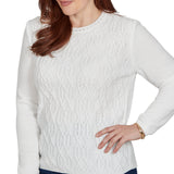 Alfred Dunner Cable Pullover Chenille Sweater - Ivory