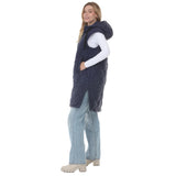 Women's Hooded Quilted Longline Puffer Vest
