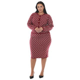Plus Size Polka Dot Sweater Midi Skirt Set