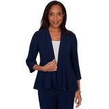Alfred Dunner Light Open Crepe Cardigan Top - Navy