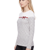 NY Collection Petite Long Sleeve Ribbon Design Pullover Top