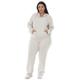 Plus Size Hooded Pullover and Straight-Leg Pants Set