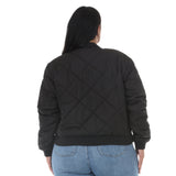 Plus Size Quilted Zip-Front Bomber Jacket