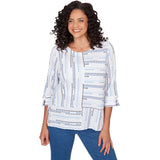 Alfred Dunner Spliced Jacquard Stripe Top- Petite