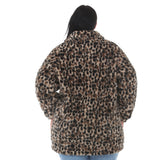 Plus Size Leopard Print Plush Coat