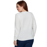 Alfred Dunner Cable Pullover Chenille Sweater - Ivory