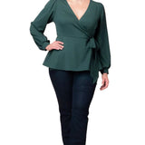Natasha Long Sleeve Wrap Top - Plus