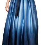 Sleeveless Gown with Satin Ombre Skirt & Tie Belt - Nvy - Plus