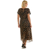 Short T-Sleeve Keyhole Button Back Lined Maxi Dress with Removable Belt - Plus