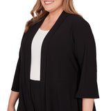 Alfred Dunner Light Open Crepe Cardigan Top - Black - Plus
