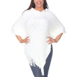 Women's Lightweight Textured Knit Poncho - White
