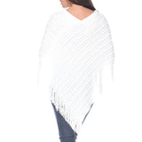 Women's Lightweight Textured Knit Poncho - White