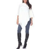 Women's Lightweight Textured Knit Poncho - White