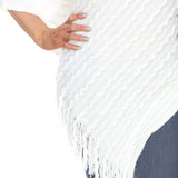 Women's Lightweight Textured Knit Poncho - White