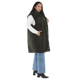 Plus Size Long Plush Button-Front Vest