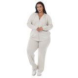Plus Size Hooded Zip-Front Top and Straight-Leg Pants Set