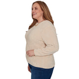Alfred Dunner Cable Pullover Chenille Sweater - Latte - Plus