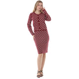 Women's Polka Dot Sweater Midi Skirt Set