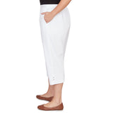 Alfred Dunner Solid Twill Button Hem Capri Pant - Plus