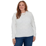 Alfred Dunner Cable Pullover Chenille Sweater - Ivory - Plus
