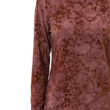 NY Collection Petite Long Sleeve Flocked Knit Jacquard Pullover Top