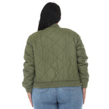 Plus Size Quilted Zip-Front Bomber Jacket