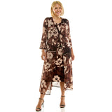 Sleeveless Scoop Neck Dress with 3/4 Bell Sleeve Tie Front Duster Shrug - Plus
