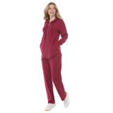 Women's Hooded Zip-Front Top and Straight-Leg Pants Set