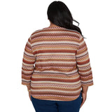 Alfred Dunner Textured Stripe Knit Top with Necklace - Tan - Plus