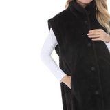 Women's Long Plush Button-Front Vest