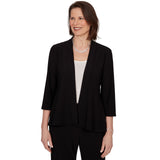 Alfred Dunner Light Open Crepe Cardigan Top - Black
