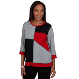 Alfred Dunner Heathered Colorblock Knit Top - Grey