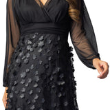 Blossoming Beauty Mesh Evening Gown - Black