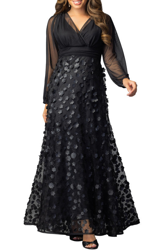 Kiyonna Women's Blossoming Beauty Mesh Evening Gown