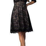 Mademoiselle Lace Cocktail Dress - Black & Nude