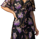 Embroidered Elegance Evening Gown Purple Peonies