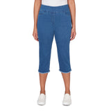 Alfred Dunner Super Stretch Denim Fringe Capri Pant- Petite