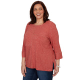Alfred Dunner Spliced Texture Metallic Studded Top - Terracotta - Plus