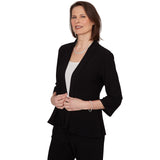 Alfred Dunner Light Open Crepe Cardigan Top - Black - Petite