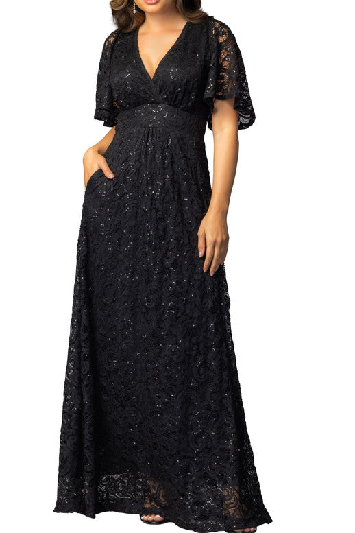 Luminous Sequin Lace Evening Gown
