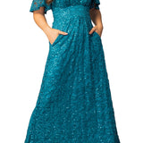 Luminous Sequin Lace Evening Gown