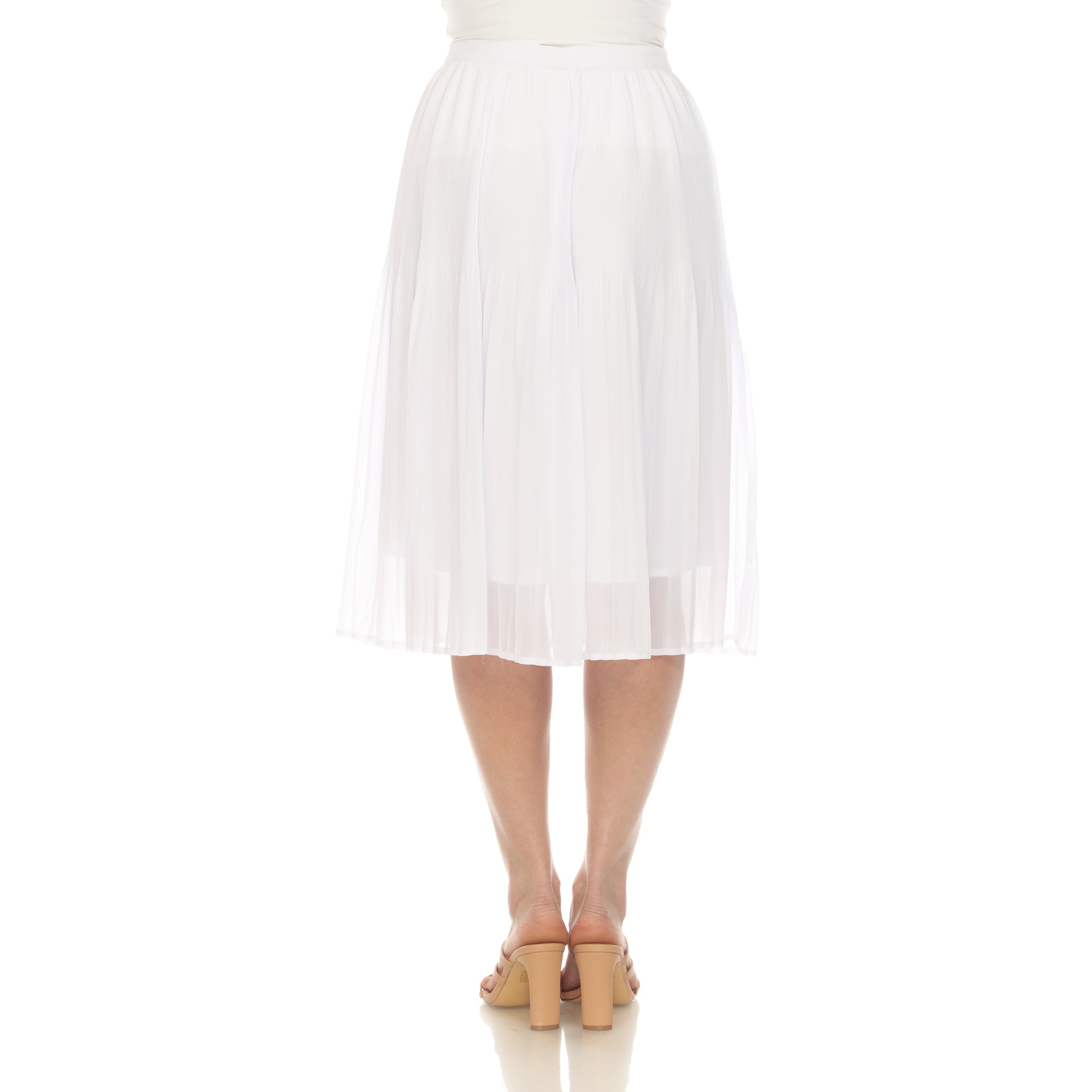 Kingfancy Women’s Pleated Chiffon Skirt – Elastic Waist A-Line Midi Length