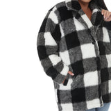Plus Size Buffalo Plaid Plush Coat