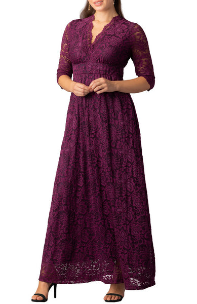 Kiyonna Women's Maria Lace A-Line Evening Gown with Pockets
