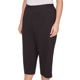 Alfred Dunner Solid Twill Button Hem Capri Pant - Plus