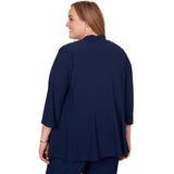 Alfred Dunner Light Open Crepe Cardigan Top - Navy - Plus