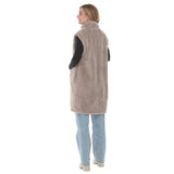 Women's Long Plush Button-Front Vest