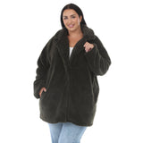Plus Size Long Plush Button-Front Coat